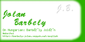 jolan barbely business card